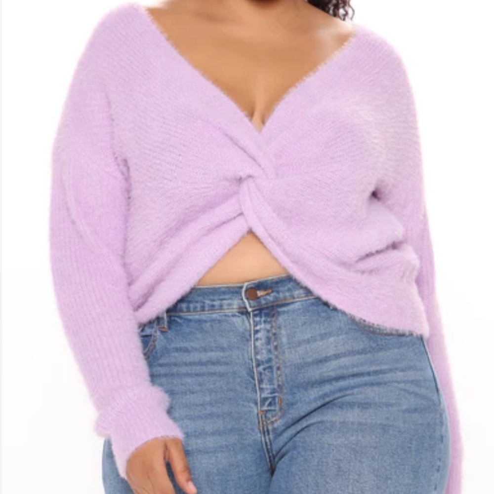 Fashion Nova Lavender V-Neck Sweater